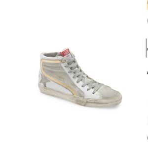 Golden Goose White and Gold High-Top Sneakers